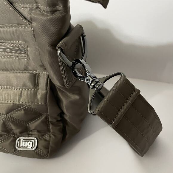 LUG Streetcar East/West Shoulder Crossbody Bag Purse in Gray Quilted Divider - Picture 7 of 13